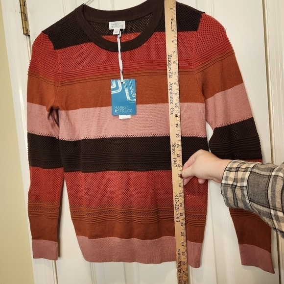 Market & Spruce Wide Stripe Crew Neck Sweater Size Small - Picture 9 of 9